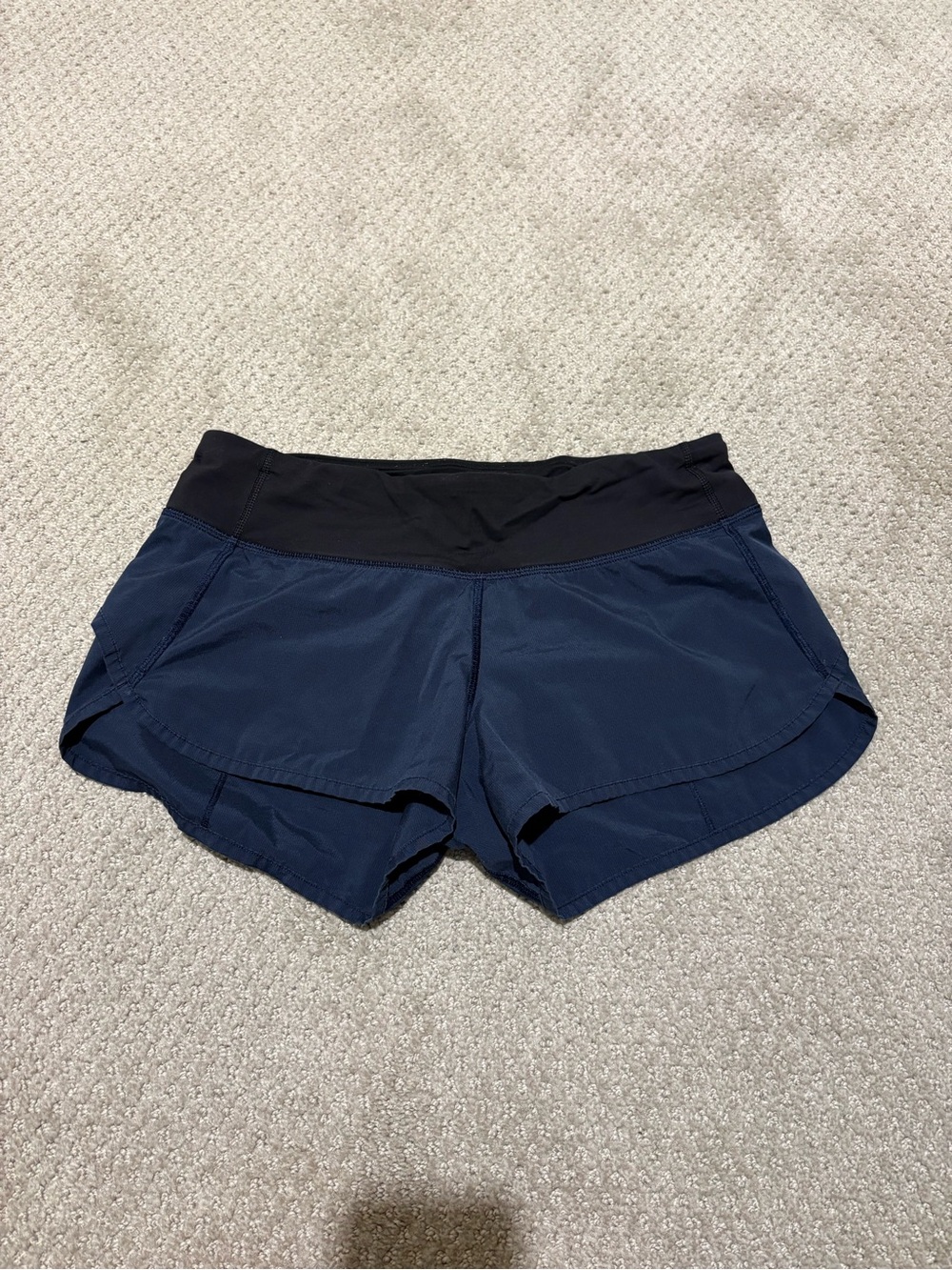 Lululemon Navy Running Shorts with Black Waistband